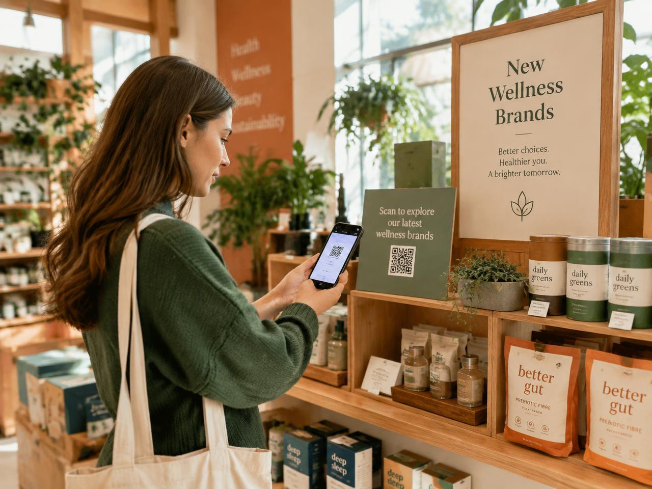Shopper scanning the Residency feedback QR code